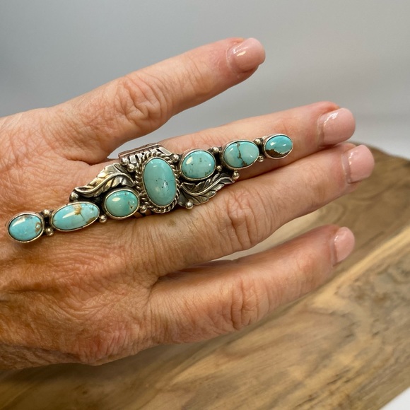 Navajo Geraldine James Turquoise Sterling Silver Ring FIRM - Picture 8 of 12